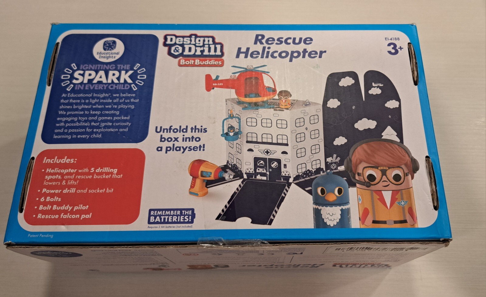 Educational Insights Design & Drill Bolt Buddies Rescue Helicopter Toy Set