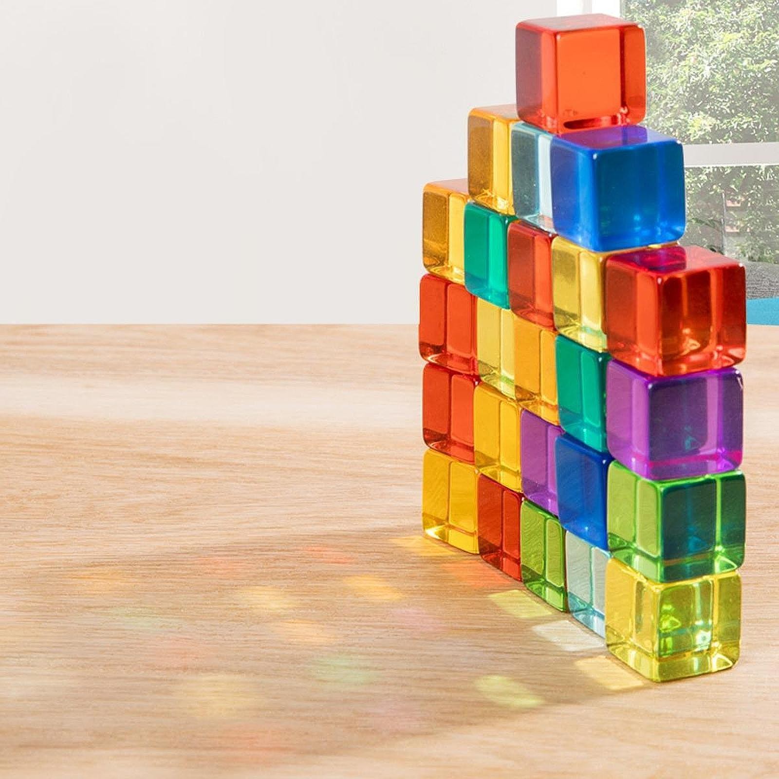 Rainbow Building Blocks Set Stacking Toy Smooth Color Perception Fine Motor