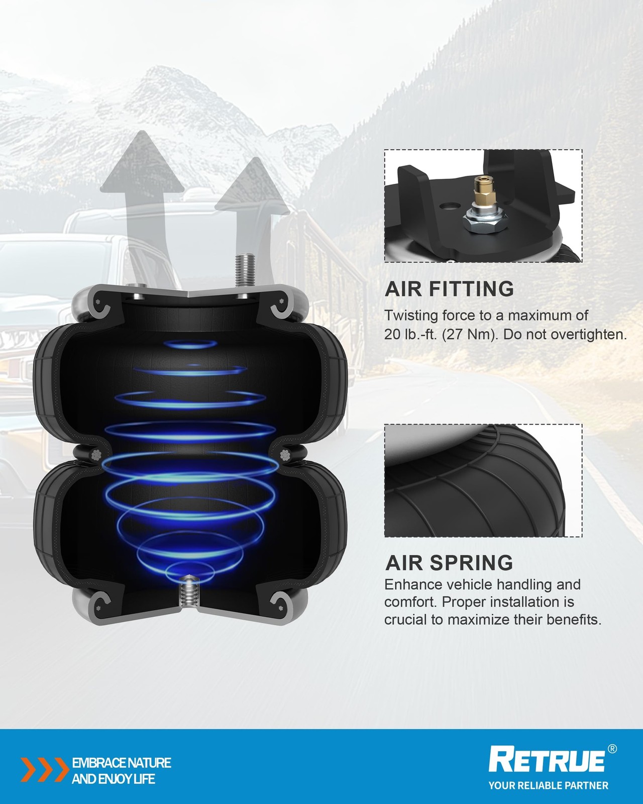 RETRUE Rear Air Bags Suspension Kit for 2004-2008 Ford F150 Truck Towing, 500…