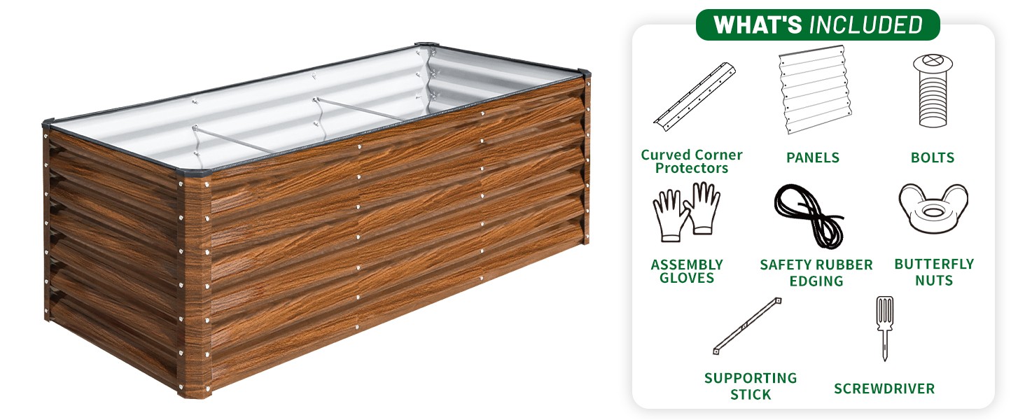 2-Pack 4x2x2FT Galvanized Raised Garden Bed Kit, Metal Planter Box for Planting