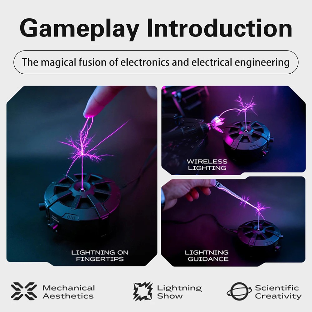 Tesla Coil Bluetooth Music Box Arc Generator Artificial Lightning Touchable