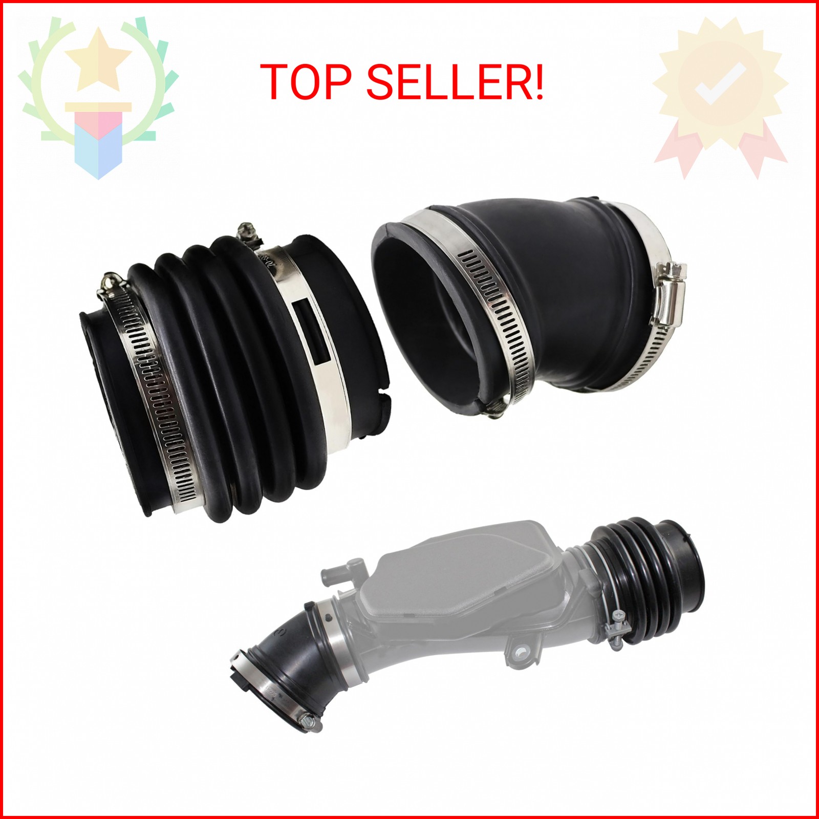 16576-EG00A 2 Pcs Air Intake Hose Fits for Infiniti M35 3.5L 2006 2007 2008 Infi