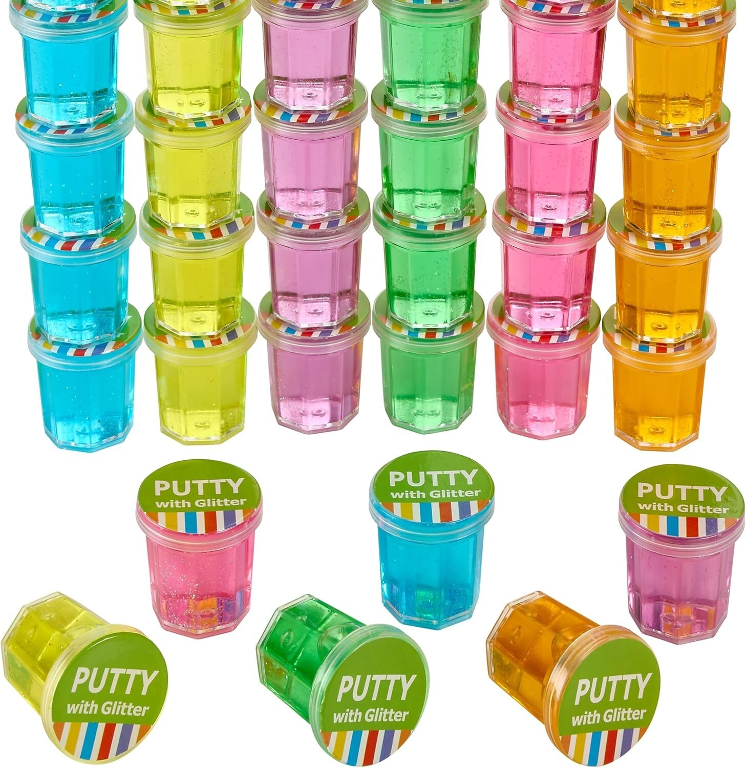 Mini Putty with Glitter – 96 Pack Neon Color Sludge