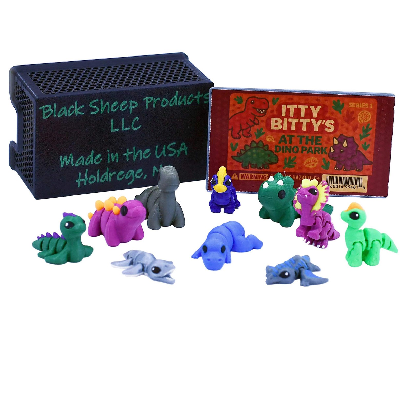 Itty Bitty’s at the Dino Park | Case of 10 3D Printed Dinosaurs | Black Sheep Pr