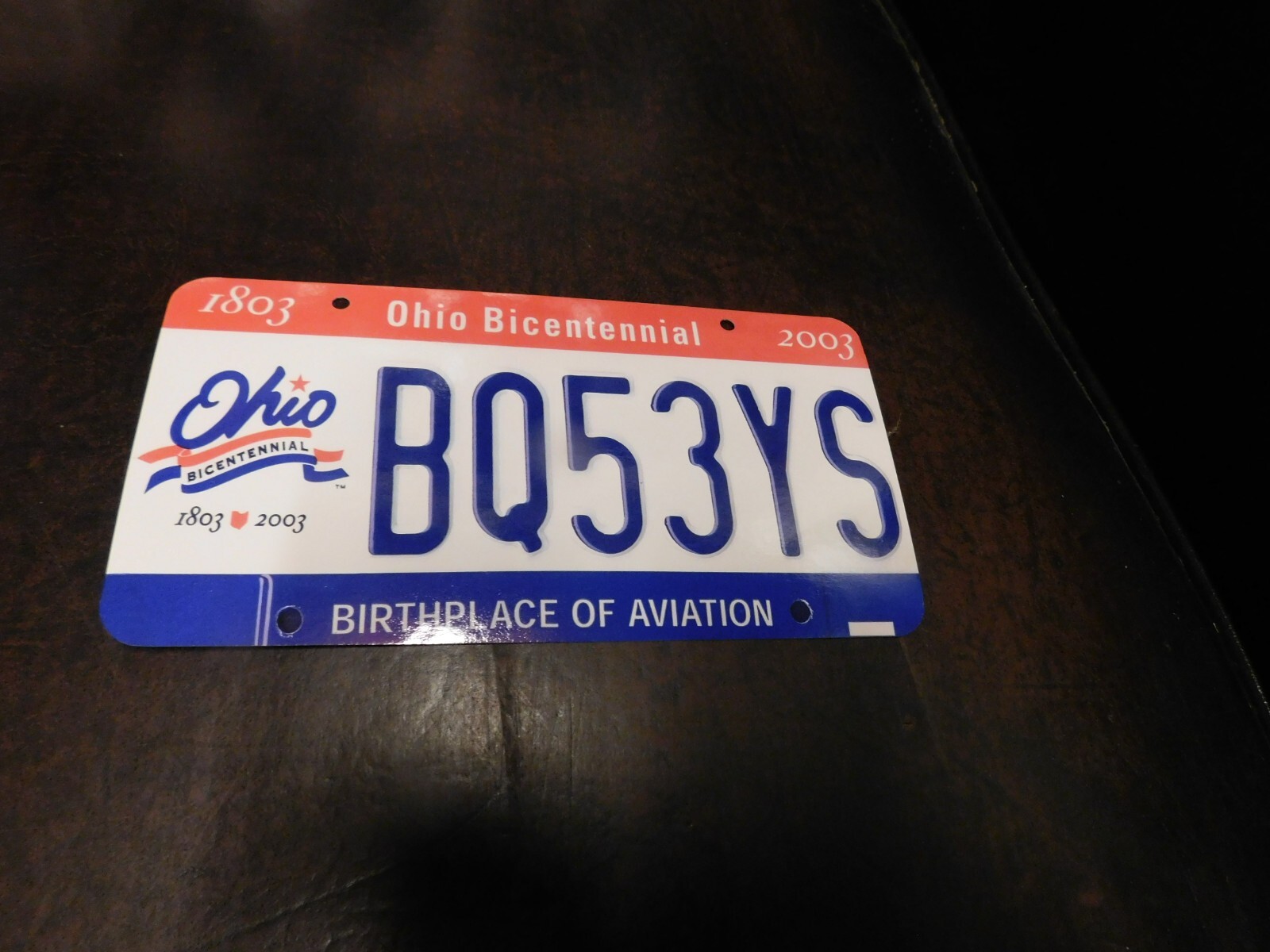 Flash Card Miniature Glossy Paper License Plate 2001 Series Sample Ohio
