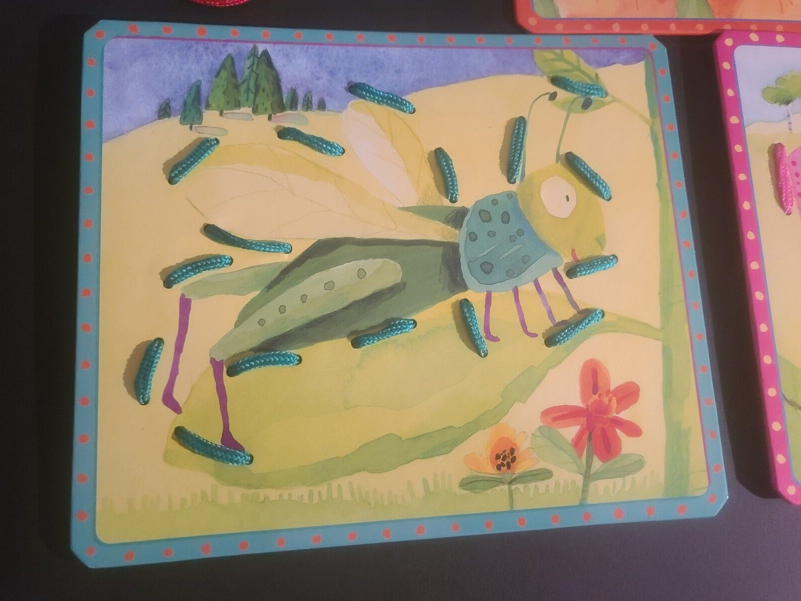 (SET OF 8) eeBoo Friendly Bugs Lacing Sewing Card Set (DAMAGED BOX)