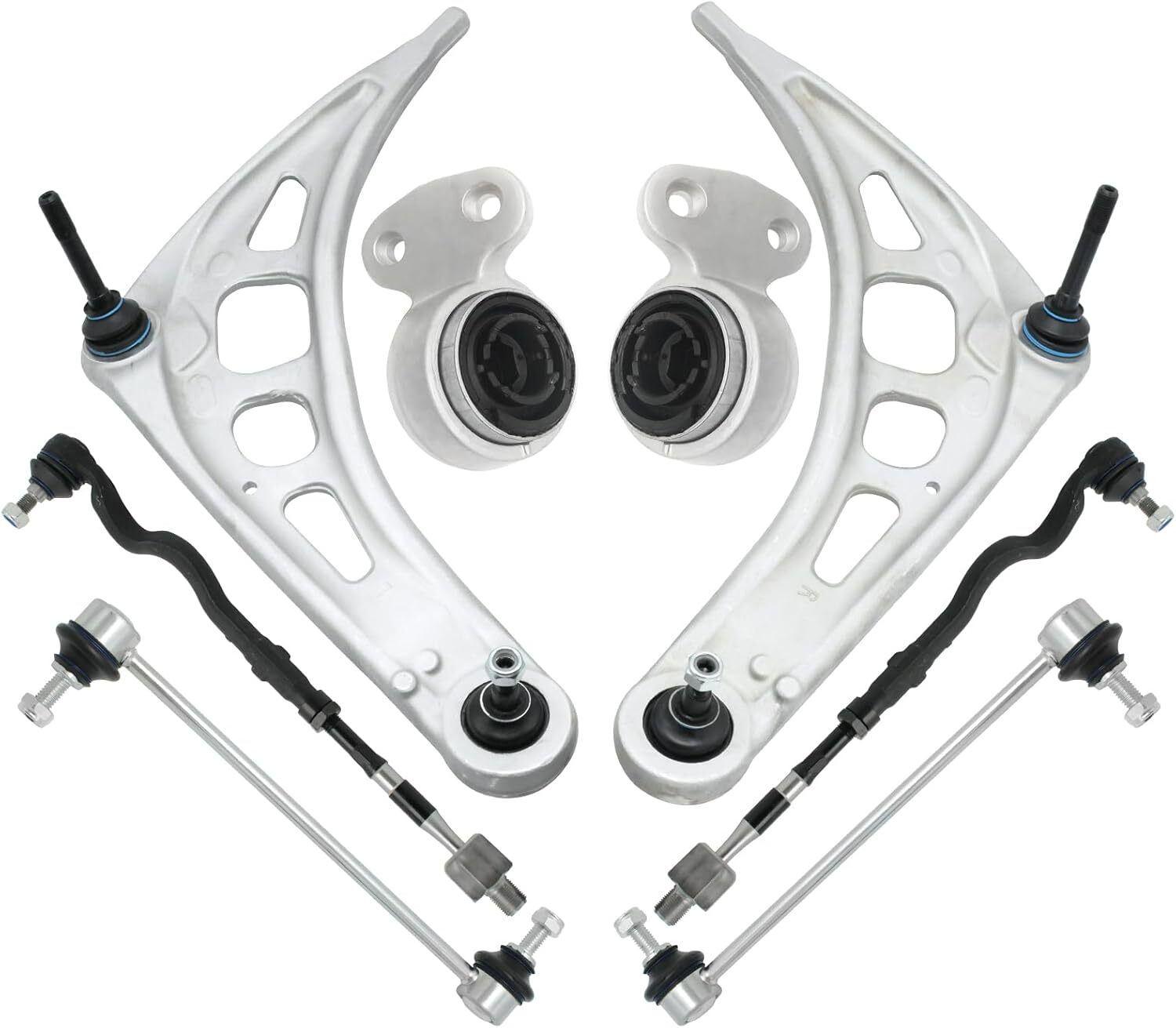 8Pcs Front Suspension Kit, E46 Lower Control Arm w/Bushing Sway Bar Link, Inner