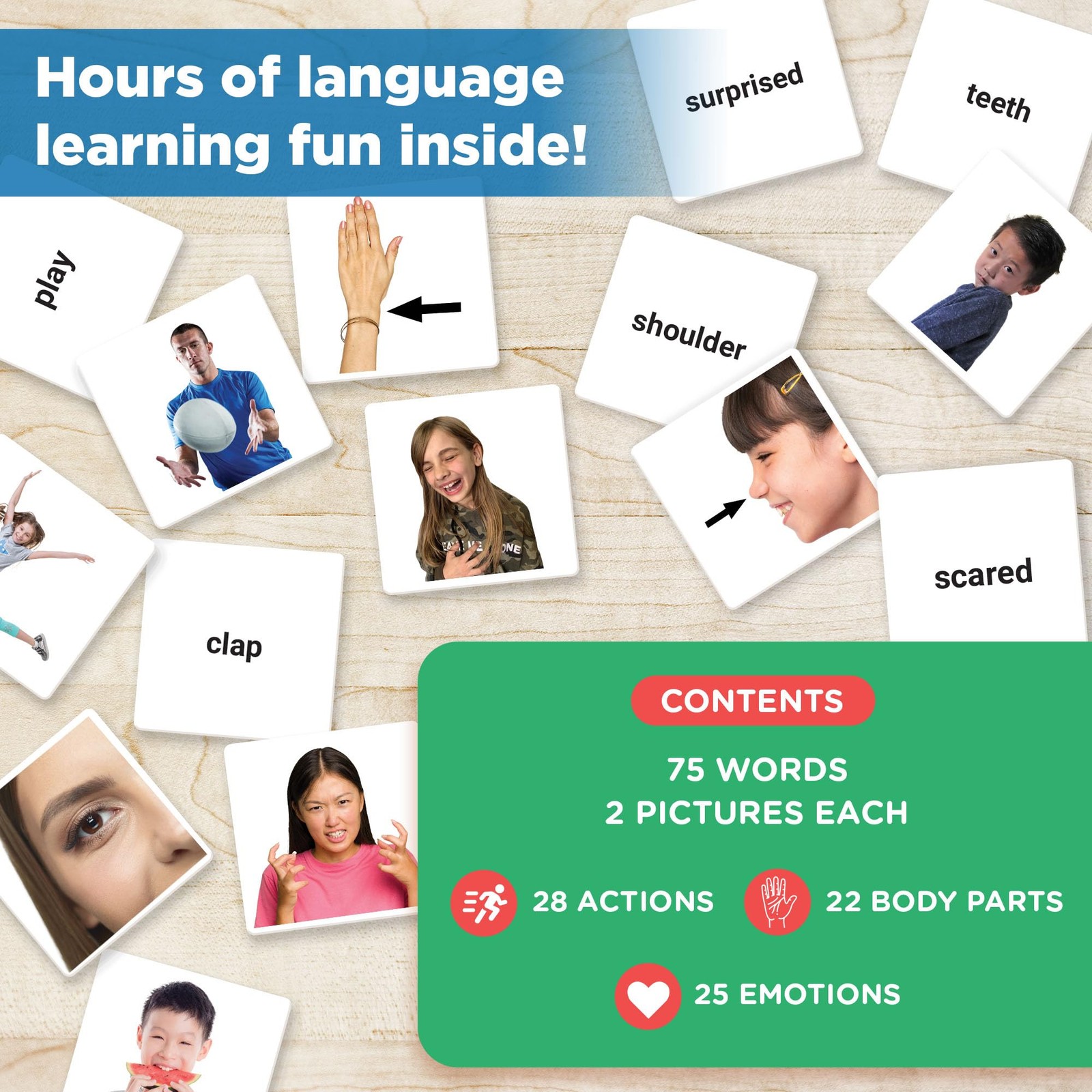 Real People Flashcards – 150 Body Parts, Emotions, and Verbs – Realistic Pict…