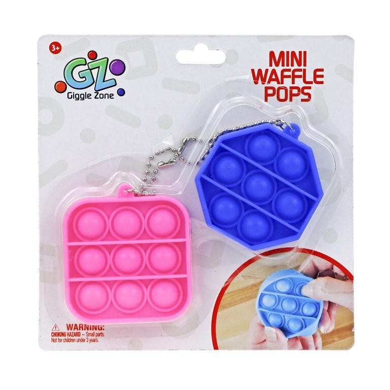 LOT of 2) Giggle Zone 2pk Mini Waffle Pops Keychain Popit Fidget Stress Reliever