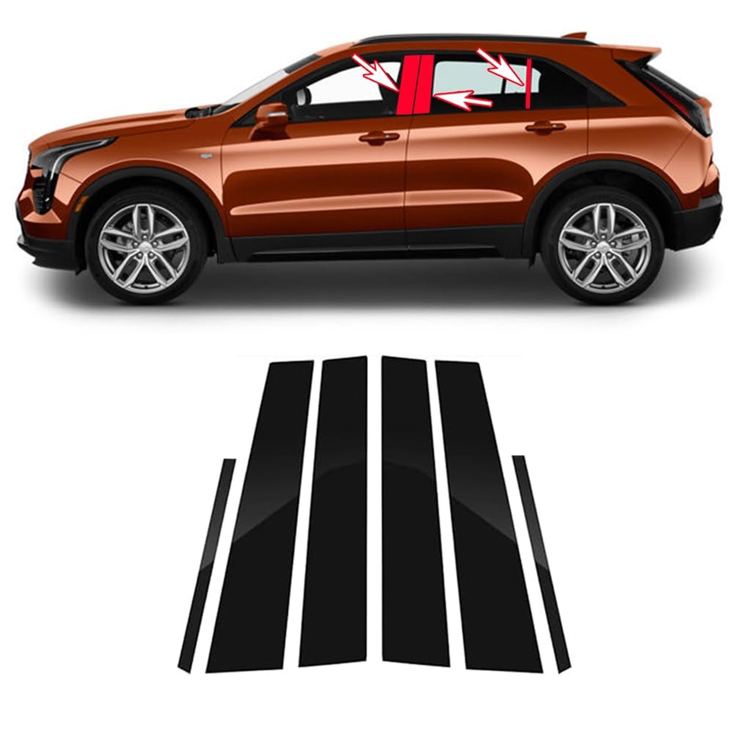 6pcs Black for Cadillac XT4(2018-2023) Car Window Center Pillar Stickers Wind…