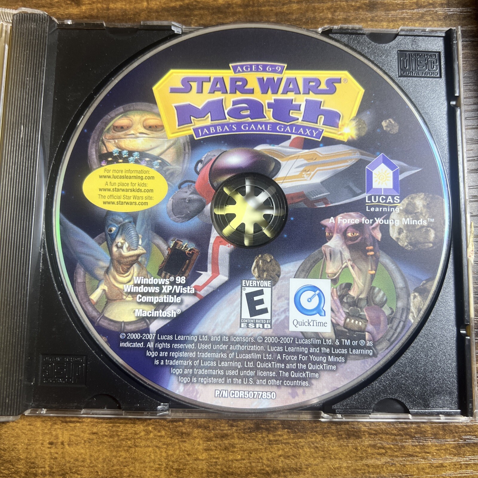 Star Wars Math Jabbas Game Galaxy PC CD ROM Computer Game Windows 98 XP Vintage