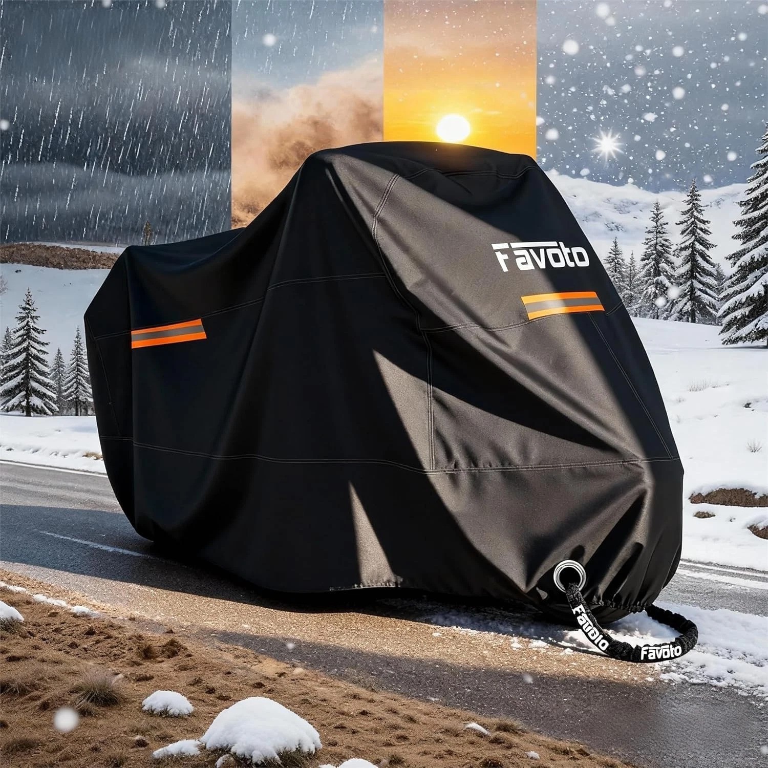 Motorcycle Cover Waterproof Outdoor All Season Weather Sun Rain Protection Ni…