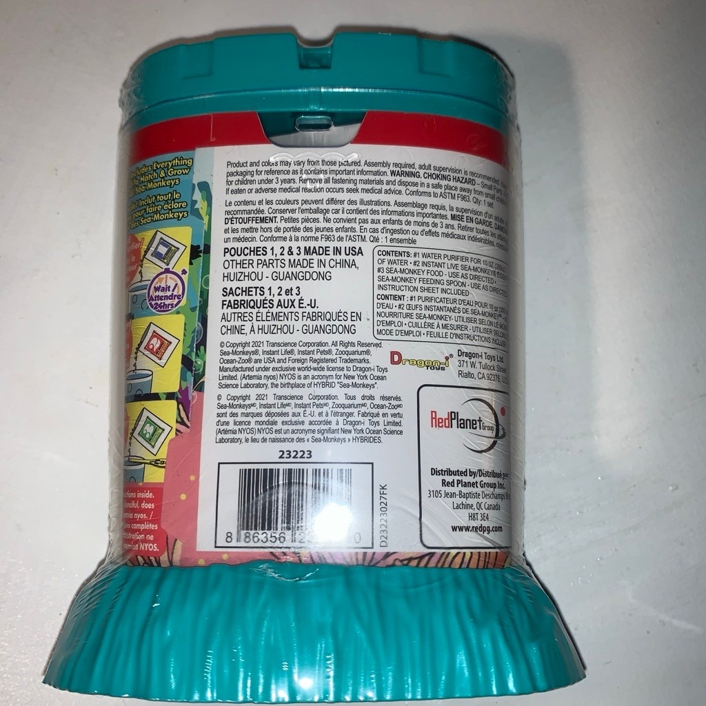 Unisex Sea-Monkeys Ocean Zoo Learning Toy Teal Blue One Size