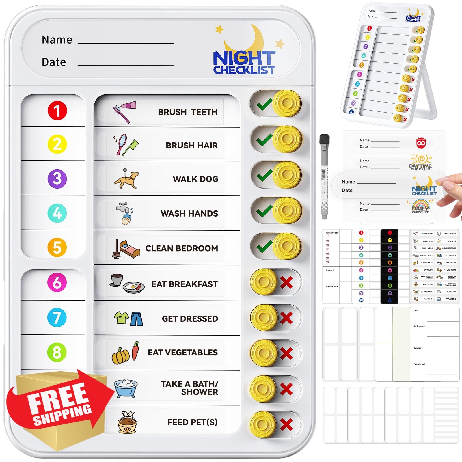 Owlprince Chore Chart White Magnetic