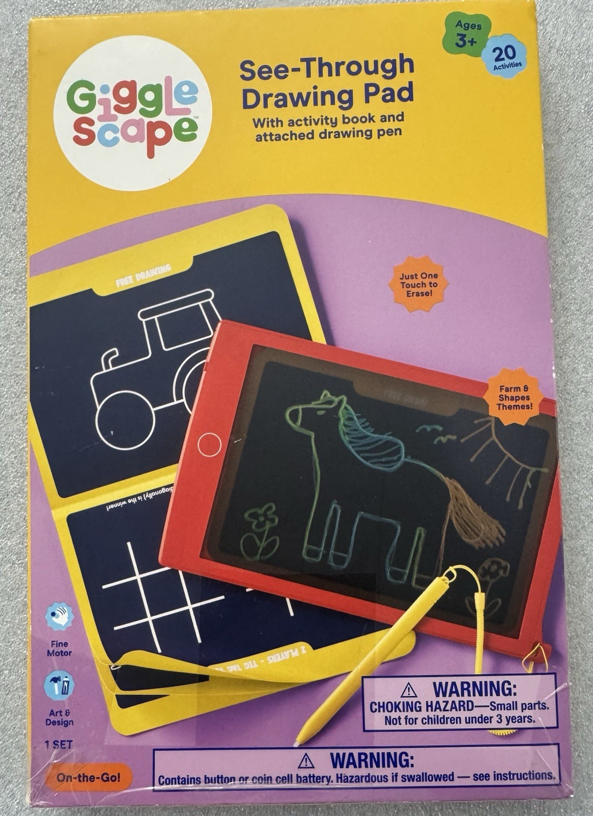 Giggle Scape See-Through Drawing Pad w/ Activity Book & Pen, 20 Activities 3+