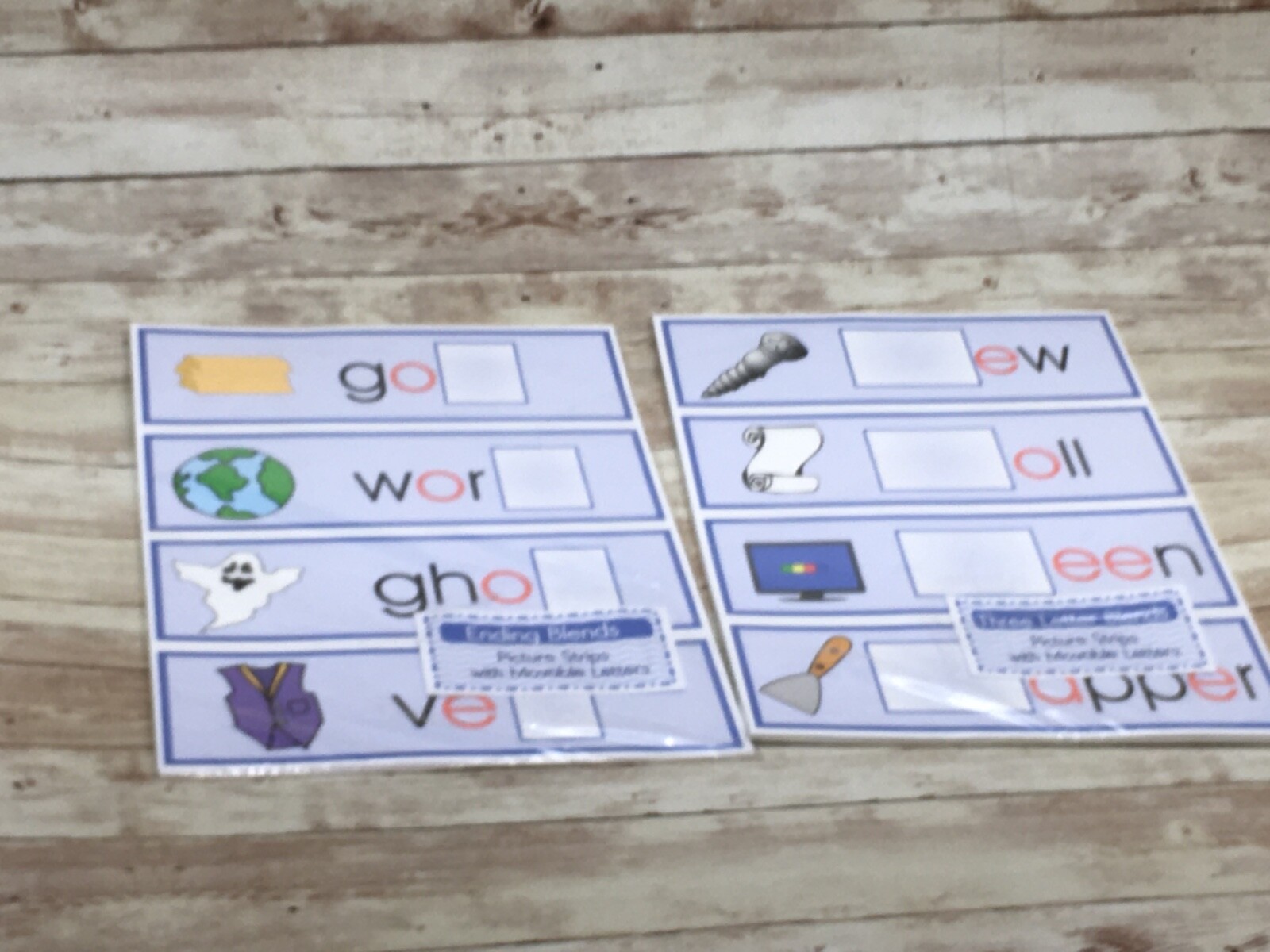 Bundle Set – 96 Picture Strips with Movable Letters Montessori