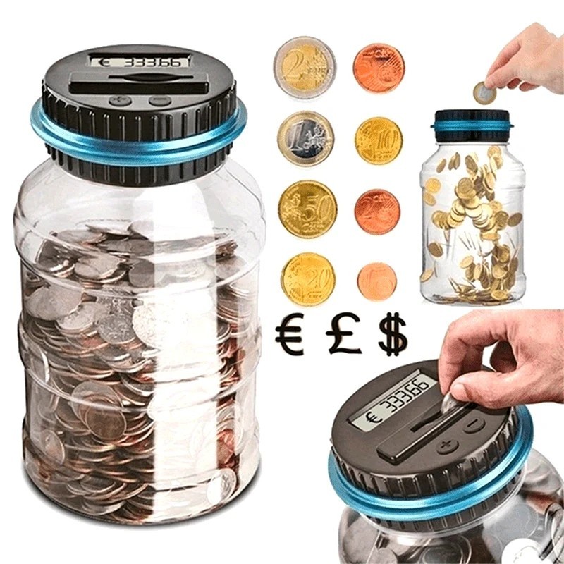 Digital Coin Counter Money Jar Piggy Bank Electronic Machine Christmas Gift Kids