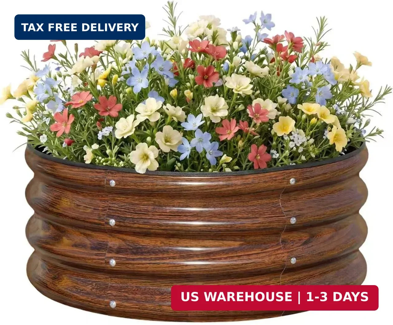 SnugNiture 2x2x1ft Round Galvanized Raised Garden Bed Kit Outdoor, Metal Planter