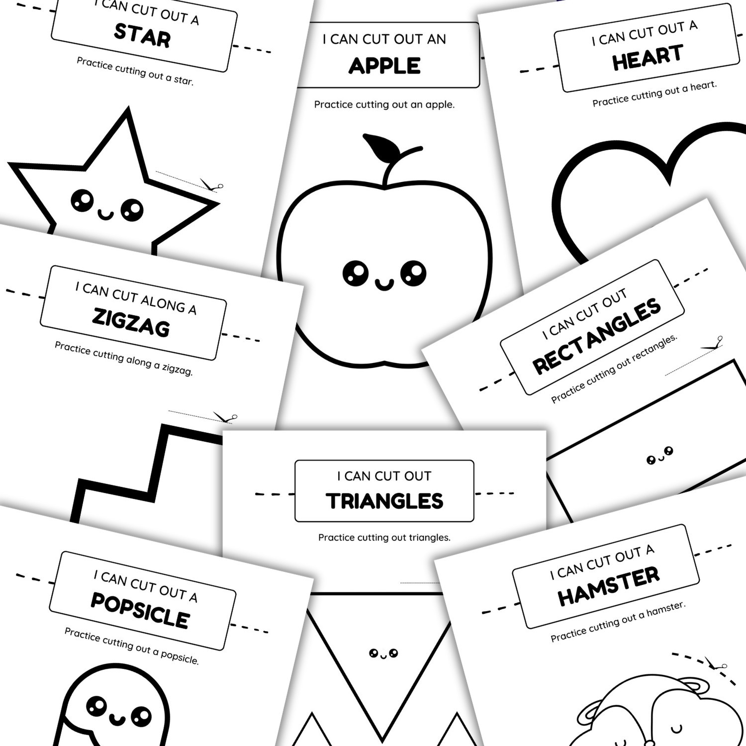 Kids Scissor Skills | Printable Cutting Worksheets for Preschool & Kindergarten