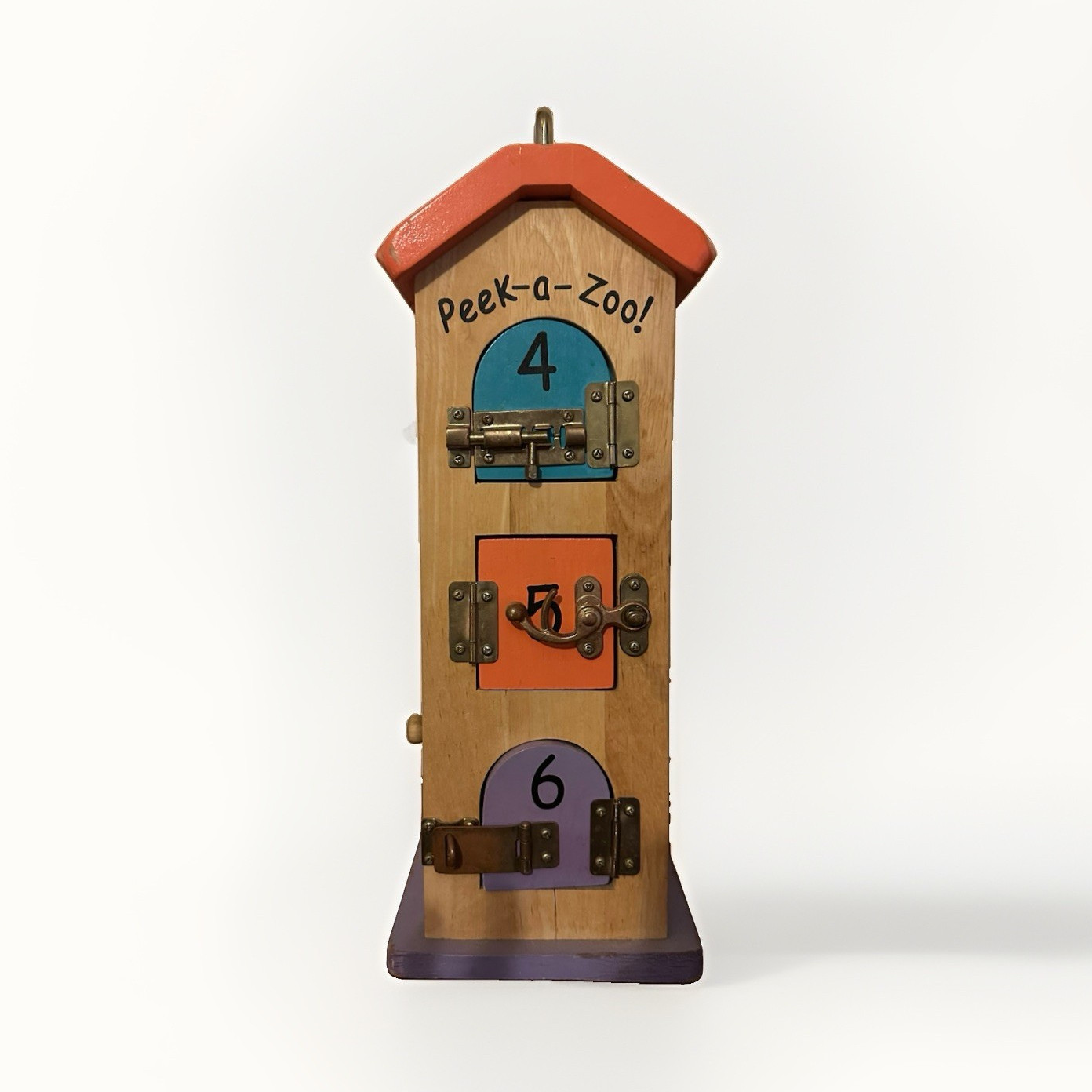 Peek-a-Zoo Wooden Educational Number Lock Box Puzzle w/ Animal Shape Blocks