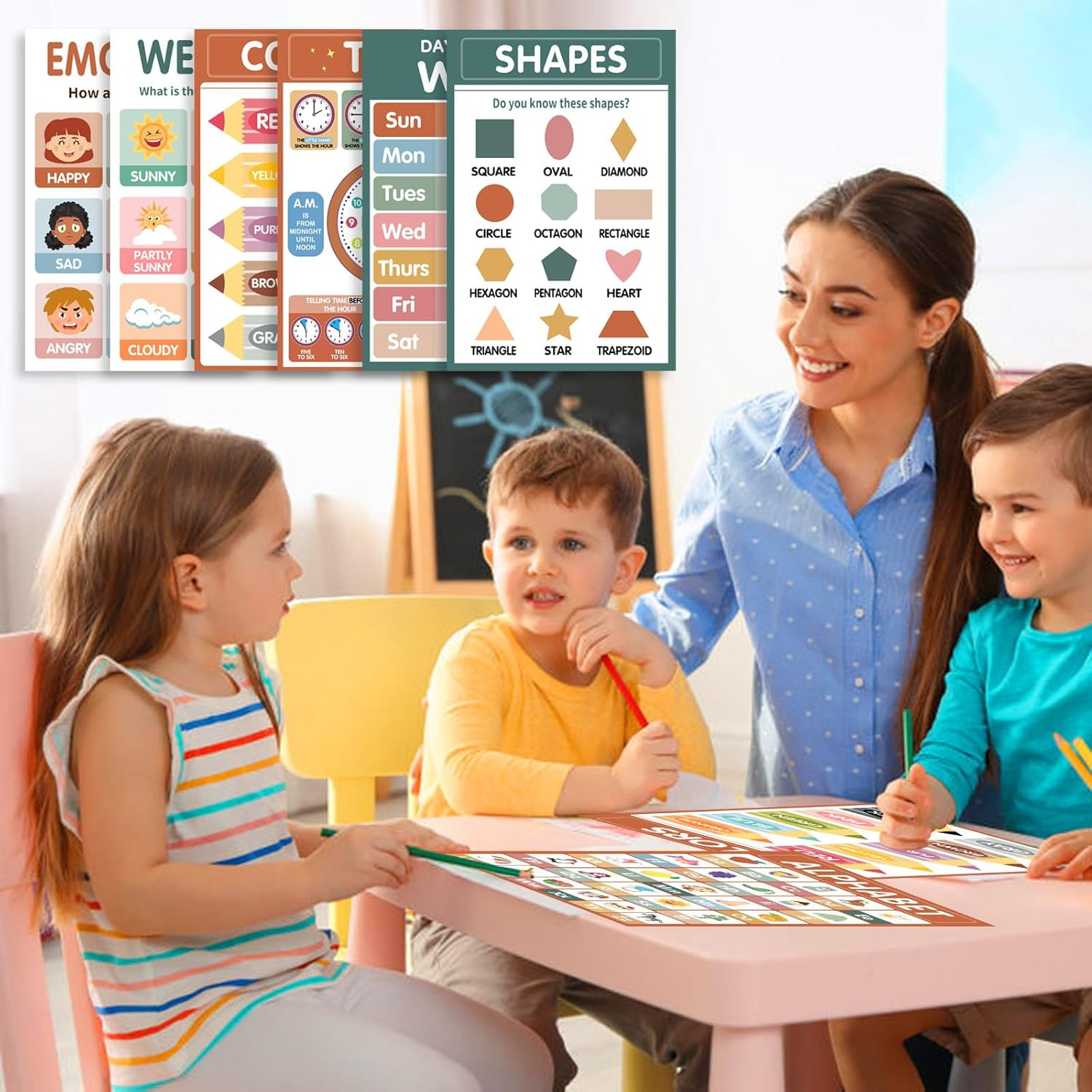 Toddler Learning Posters -18 Boho Educational Posters for Toddlers 1-5