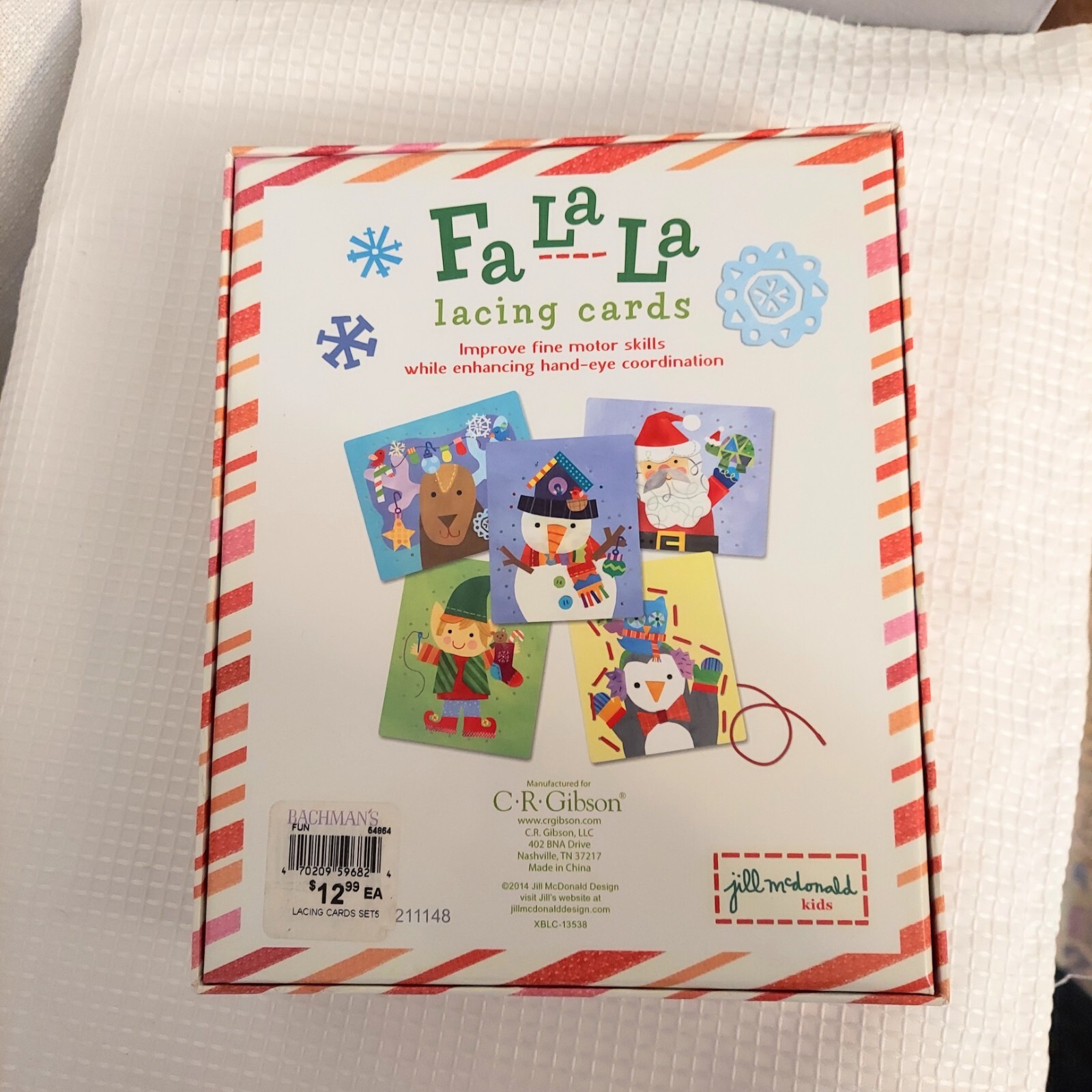 Fa La La Lacing Cards Kids Craft Hand Eye Coordination Christmas Holiday 2014