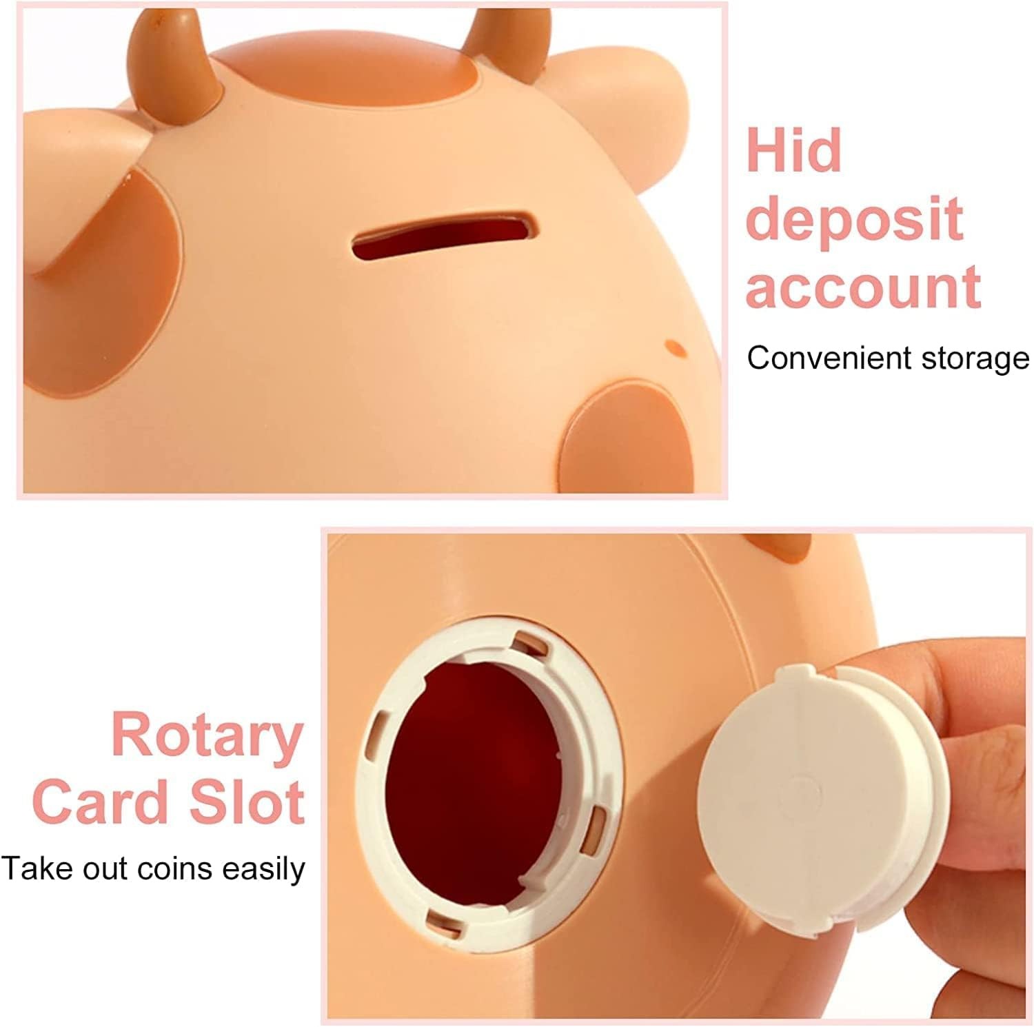 Cow Piggy Bank Unbreakable Coin Box for Kids, Cute Animal Money Bank