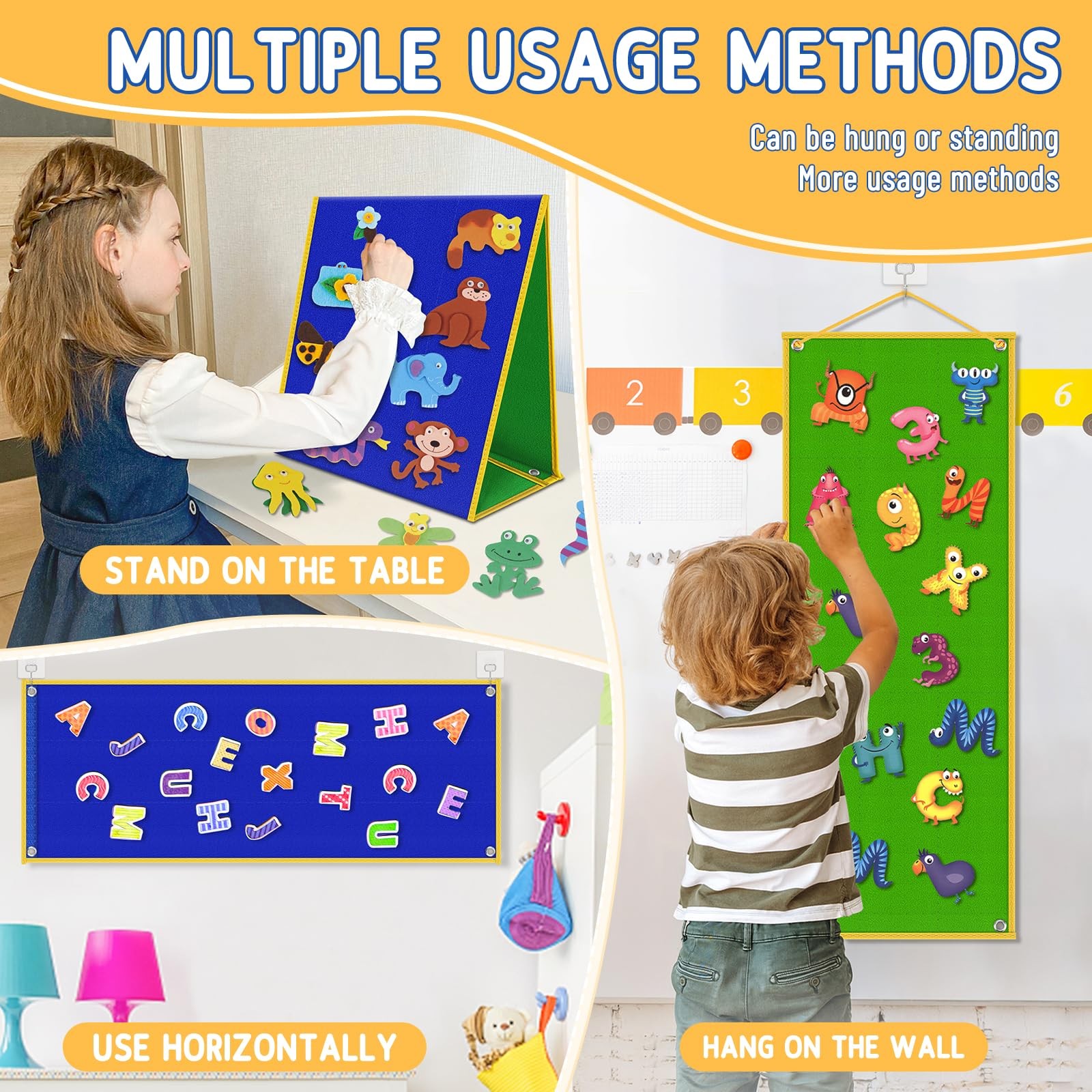 AKAYOK Foldable Felt Board for Toddlers – Double-Sided Flannel 1, Multicolor
