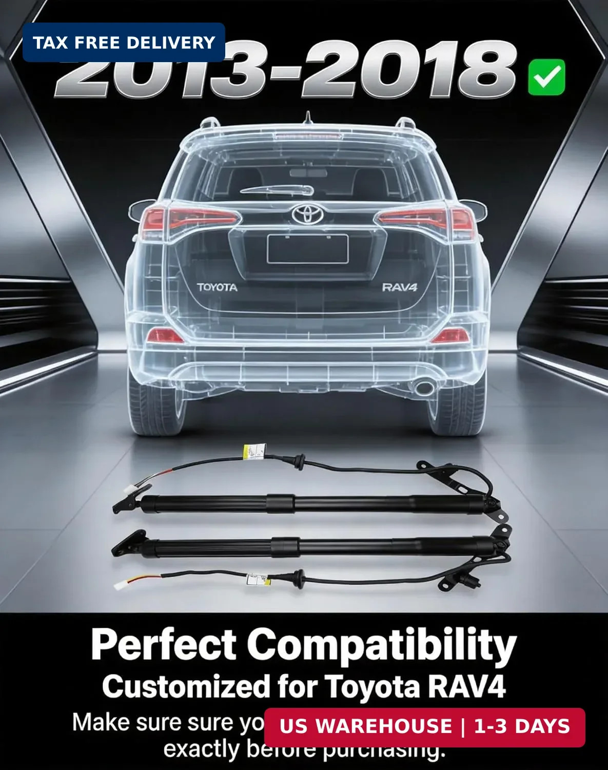 Flecto Power Liftgate Struts for 2013-2018 Toyota RAV4, Electric Rear Hatch Tail