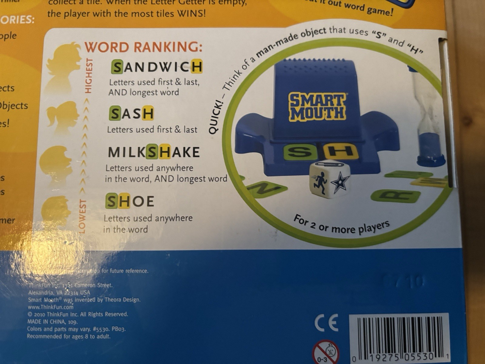 ThinkFun Smart Mouth Word Game New Educational Learning Letter Tile Mensa Winner
