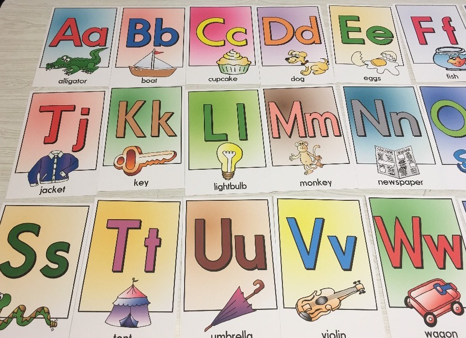 26 cards – Full color Alphabet cards- Pre school Kindergarten Letters -cardstock
