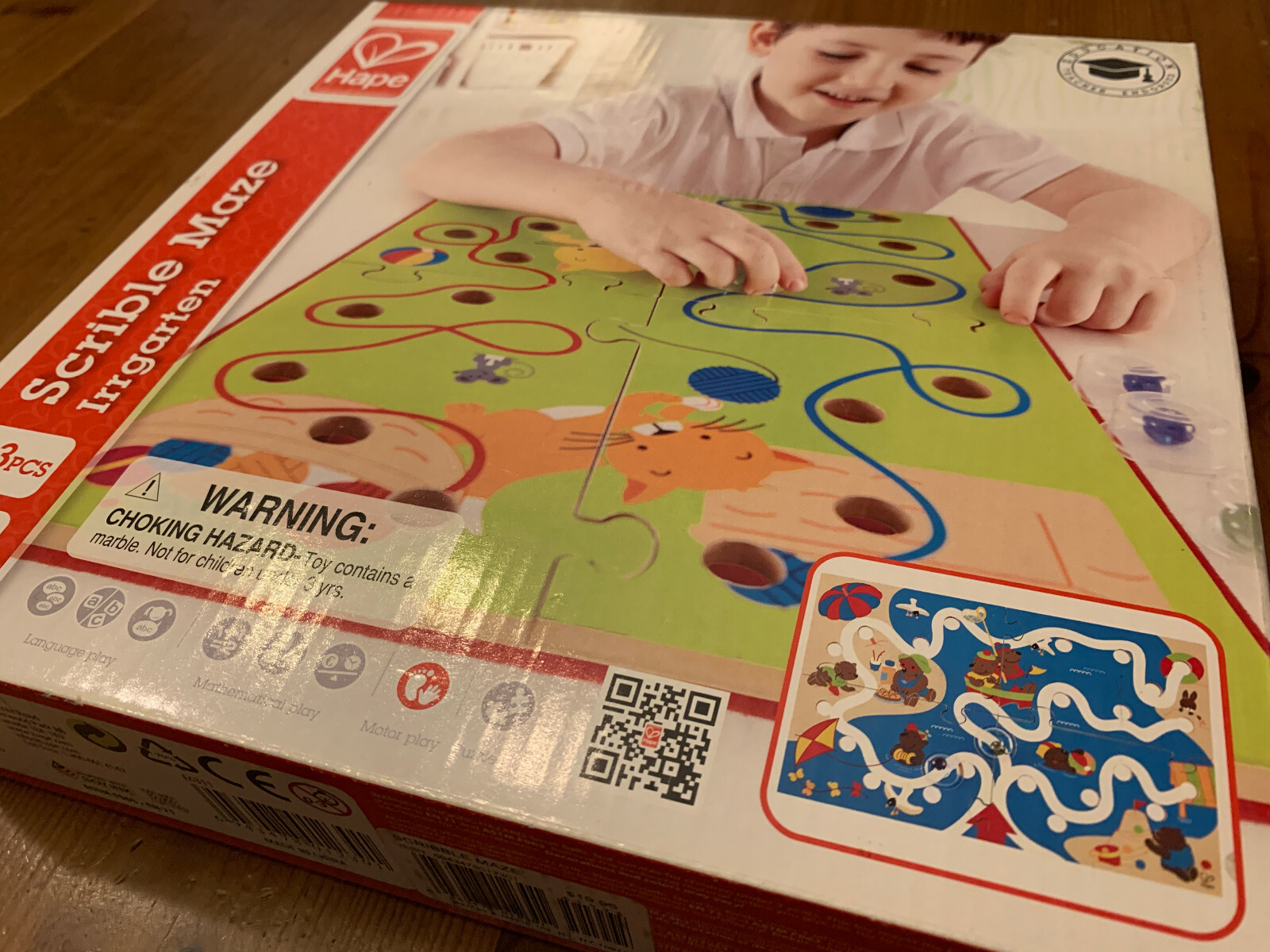 Hape Toys Kids Scribble Maze Fine Motor Marble Game New