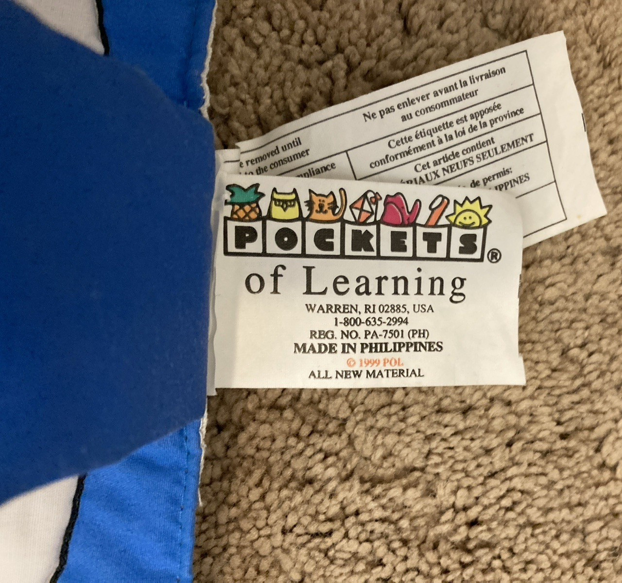 Pockets of Learning Shapes and Colors soft fabric plush Wall Hanging 17″ x 23″