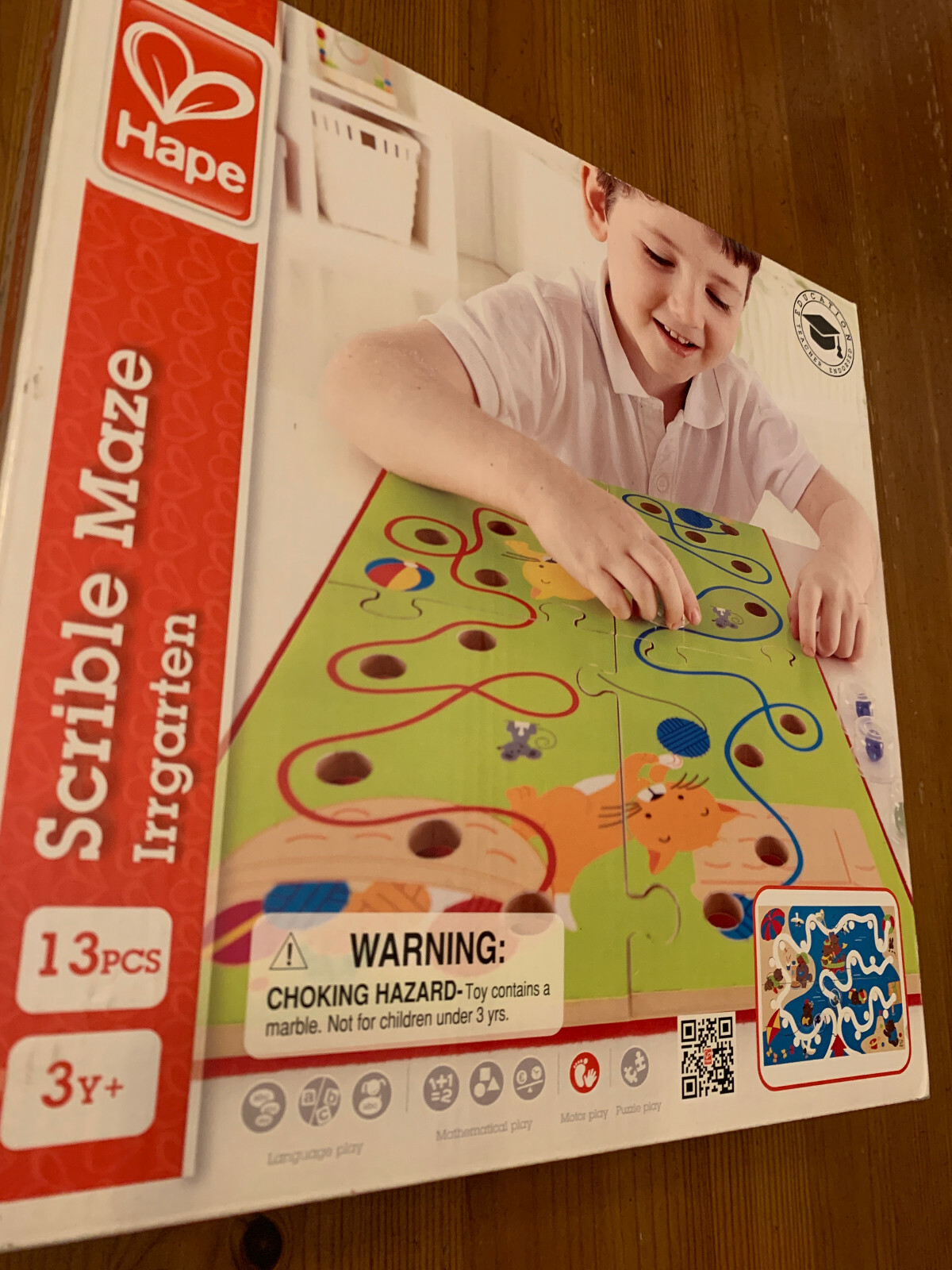 Hape Toys Kids Scribble Maze Fine Motor Marble Game New