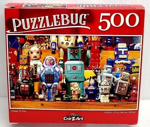 CRA-Z-ART 500PC PUZZLE JIGSAW SET VINTAGE TIN TOYS PING PONG CLOWNS ROUTE 66