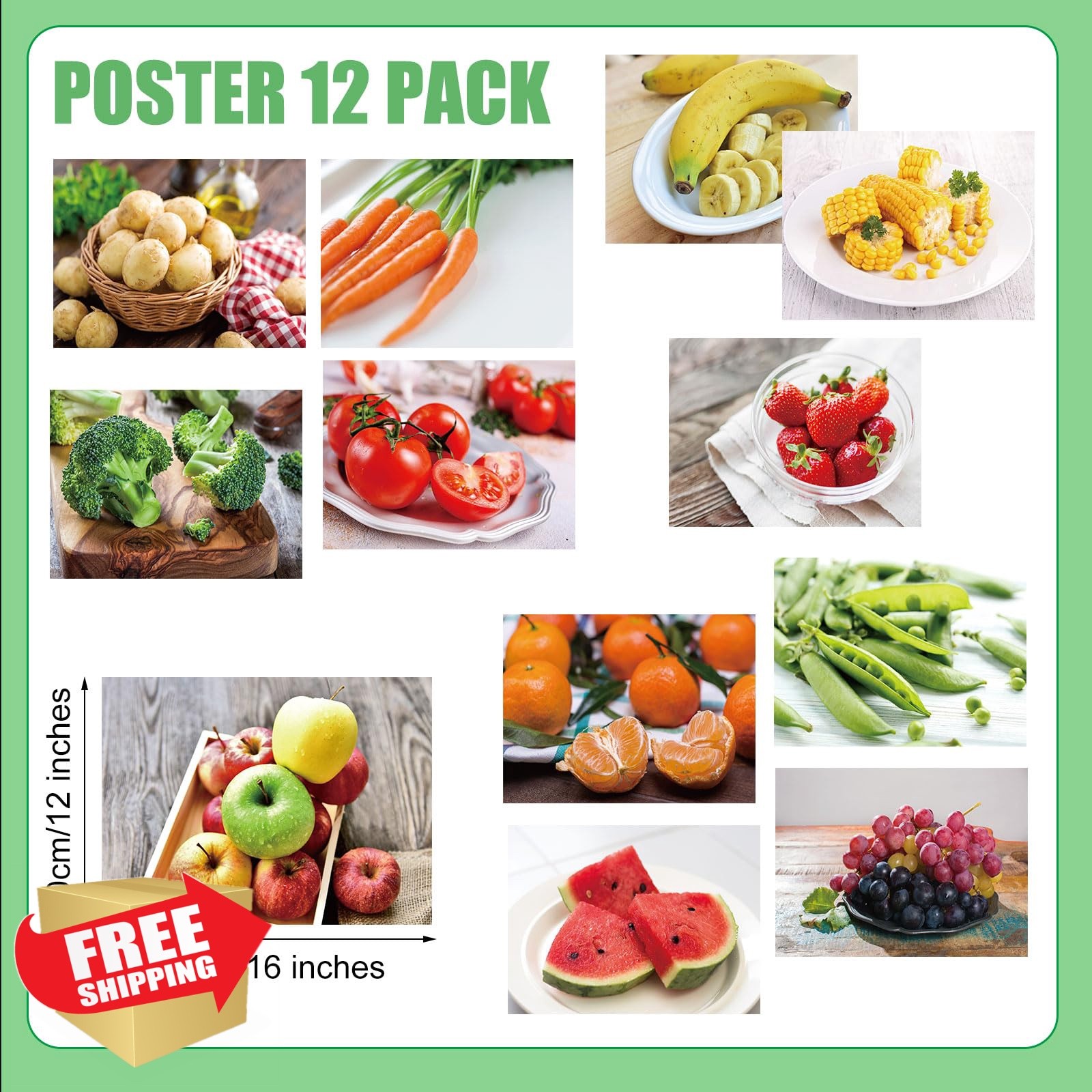 Motiskyy Fruit Vegetable Posters Classroom Learning
