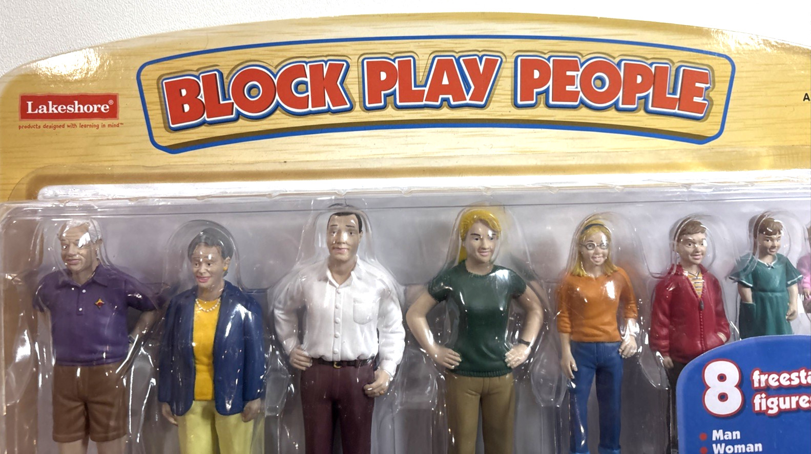 RARE Lakeshore Block Play People The Caucasian Family 8 Freestanding Figures NEW