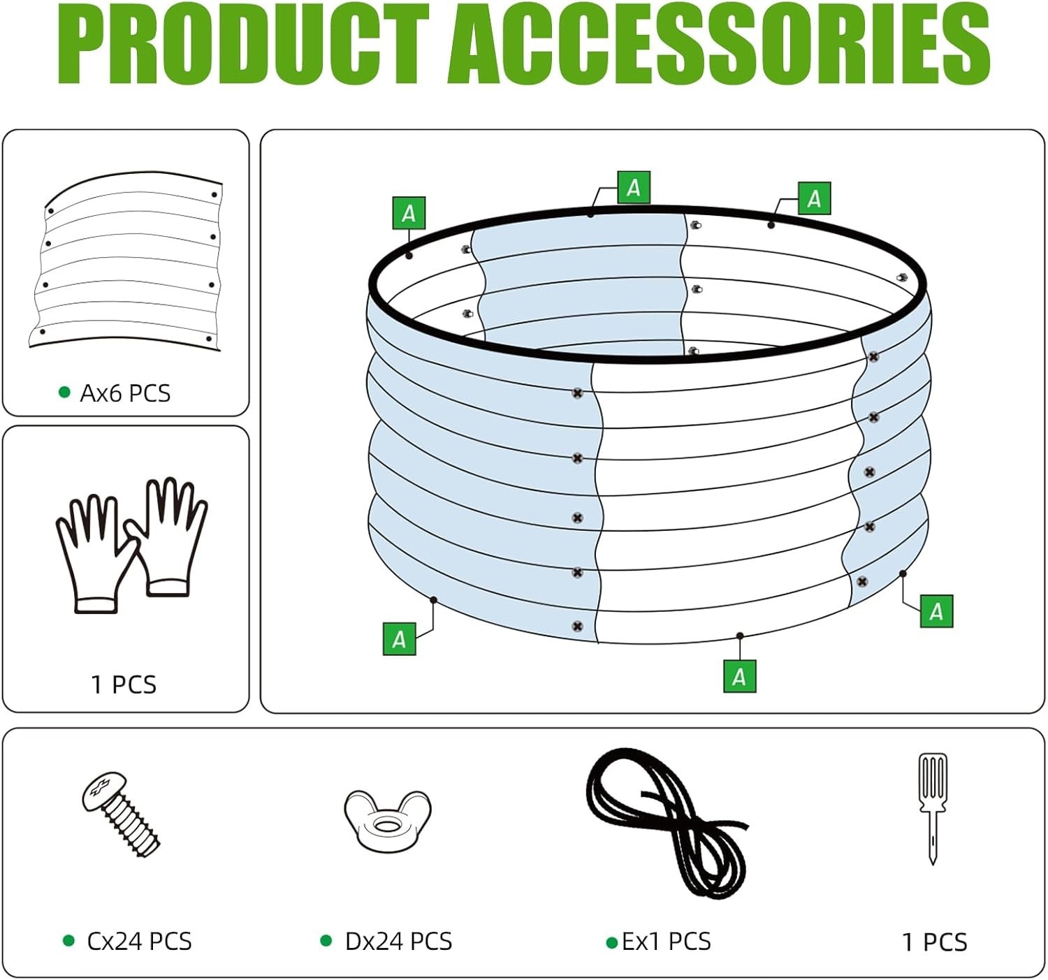 3 Pcs 2x2x1ft Round Galvanized Raised Garden Bed Kit Outdoor Metal Planter Box