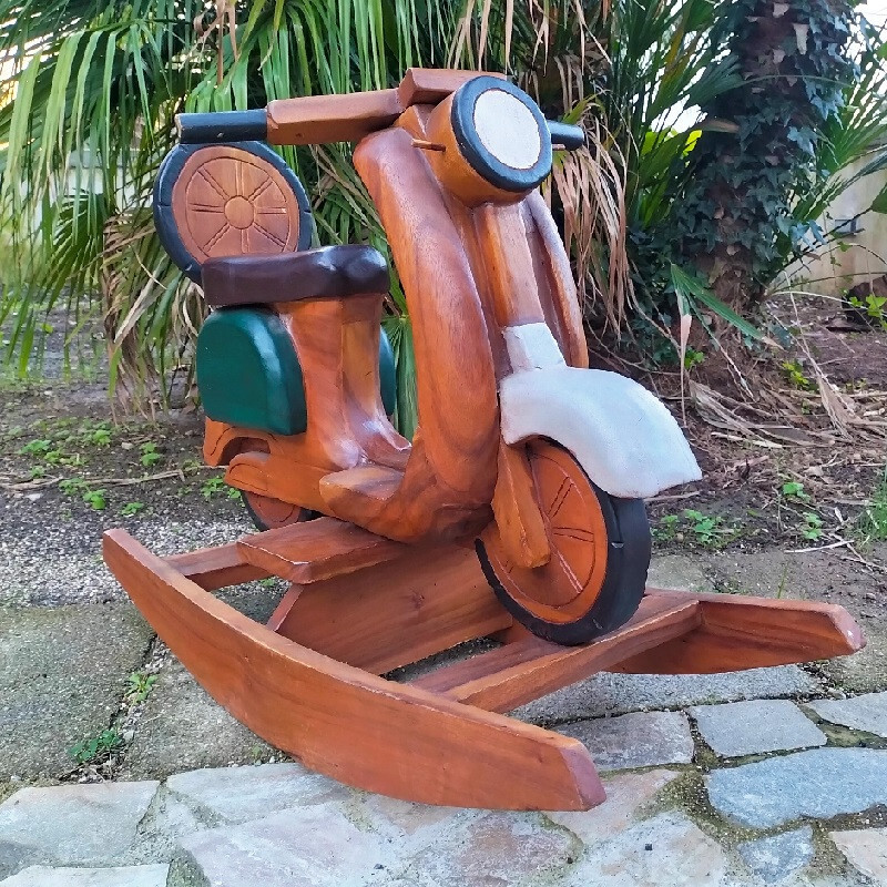 Vespa SCOOTER MODEL ROCKING LARGE HANDMADE WALNUT WOOD XX