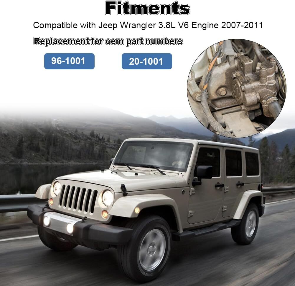 Power Steering Pump with Pulley Compatible with Jeep Wrangler 3.8L V6 Engine