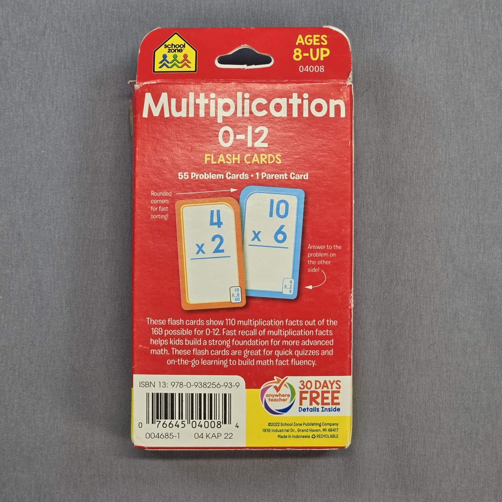 School Zone Division, Multiplication, Addition, Subtraction 0-12 Flash Cards