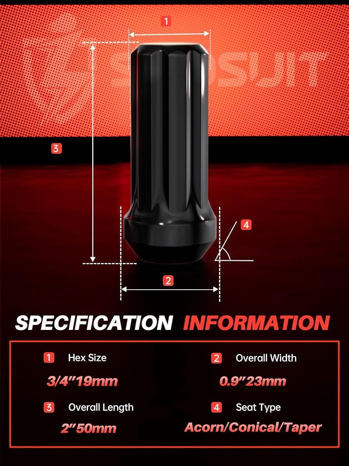 Sposuit M14x1.5 Spline Lug Nuts – Replacement for 1999-2024 Chevy Silverado 1500