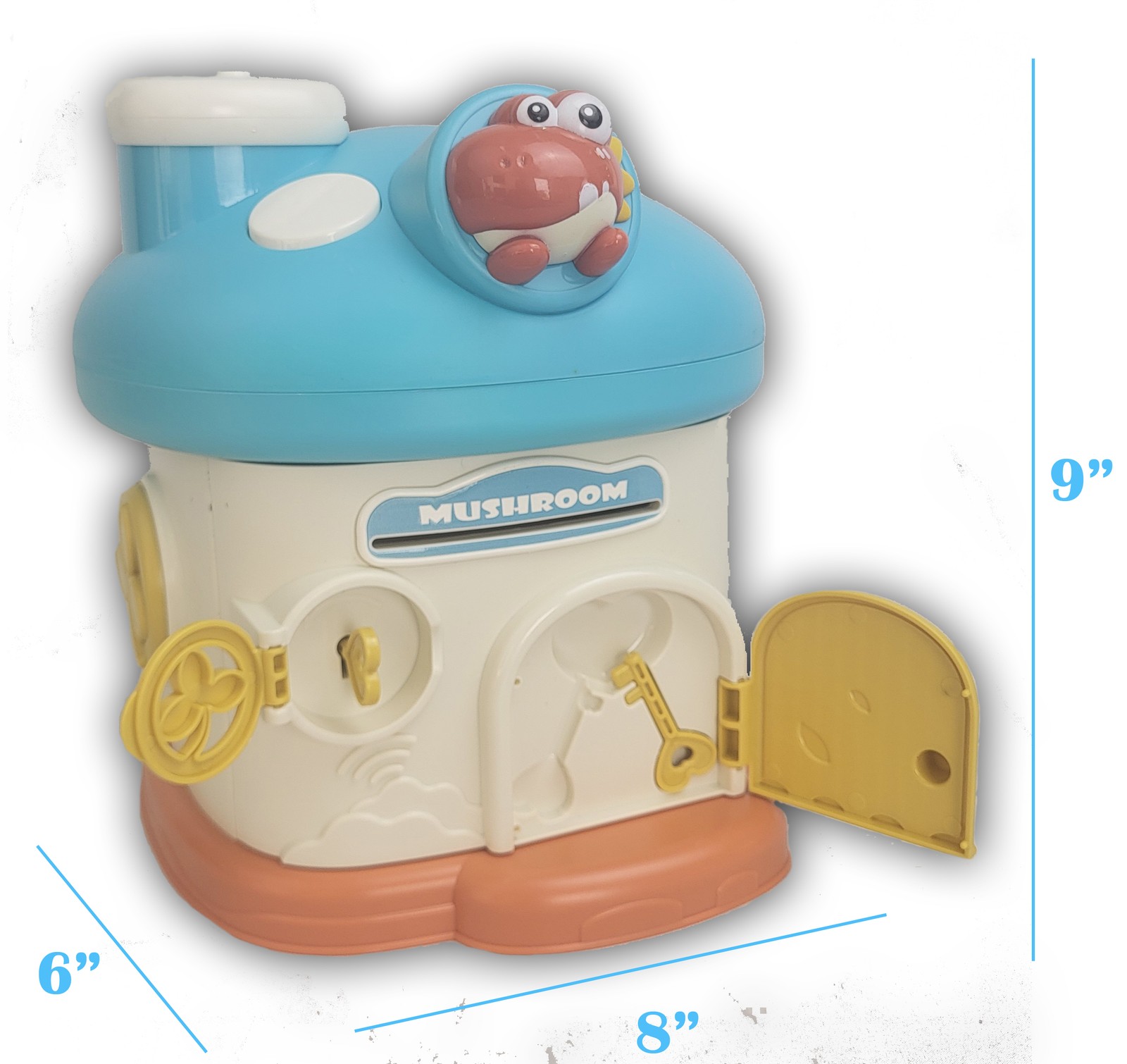 Whimsical Mushroom Piggy Bank Variation Listing with Secure Lock and Keys