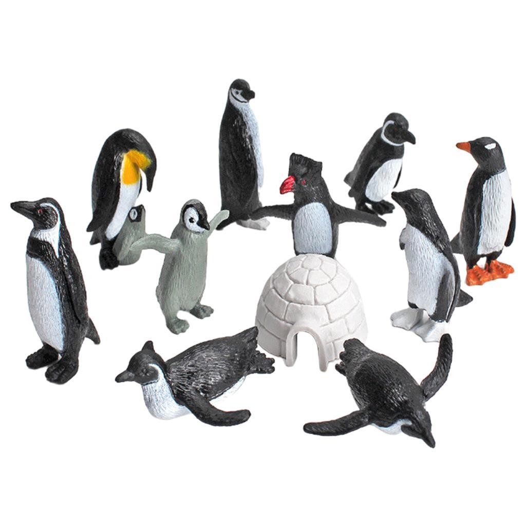 11 Pieces PVC Simulation Ocean Animal Penguin Toy Tabletop Decoration Polar