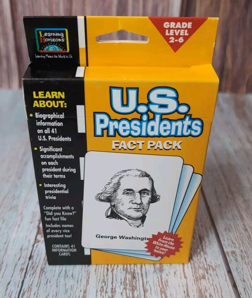US Presidents Fact Pack Flash Cards Educational Information 41 Cards to Bush Sr.
