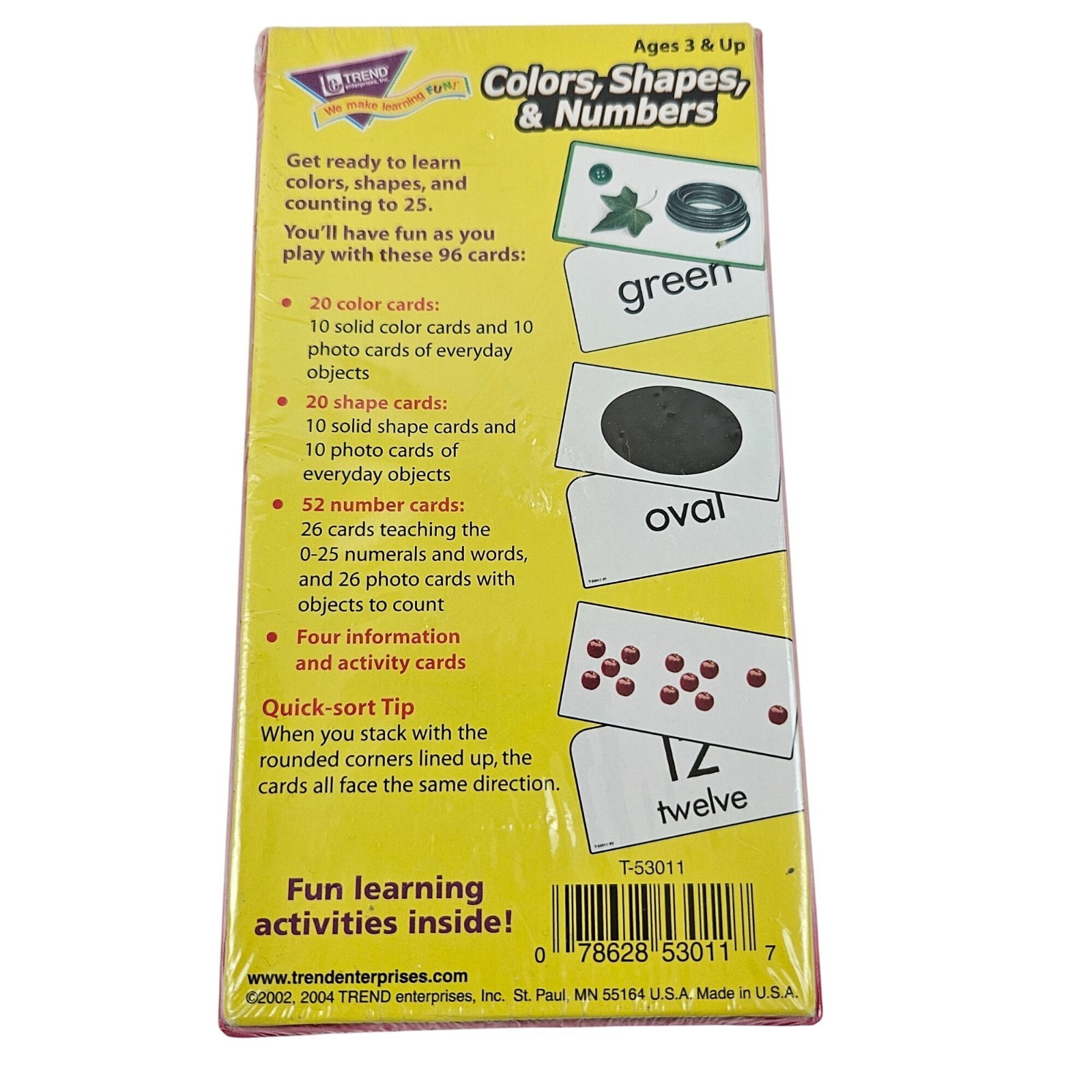 Trend Enterprises Colors Shapes & Numbers Flash Cards Ages 3+ Vintage Sealed