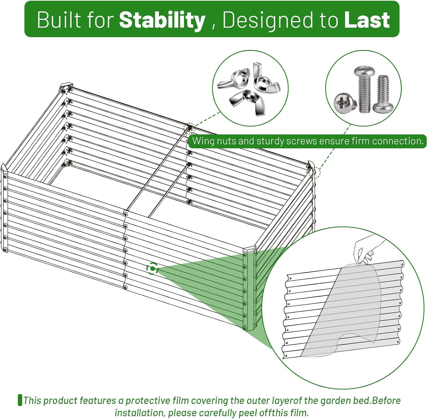 2-Pack 4x2x2FT Galvanized Raised Garden Bed Kit, Metal Planter Box for Planting