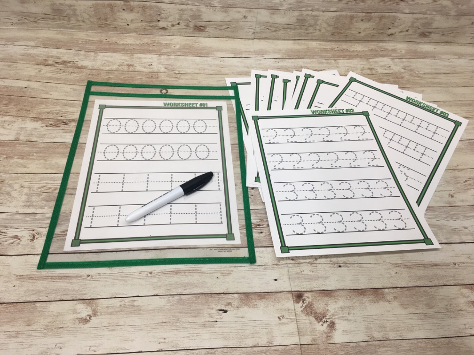 PRACTICE WRITING NUMBERS – 10 Worksheets – with Reusable Dry Erase Pocket
