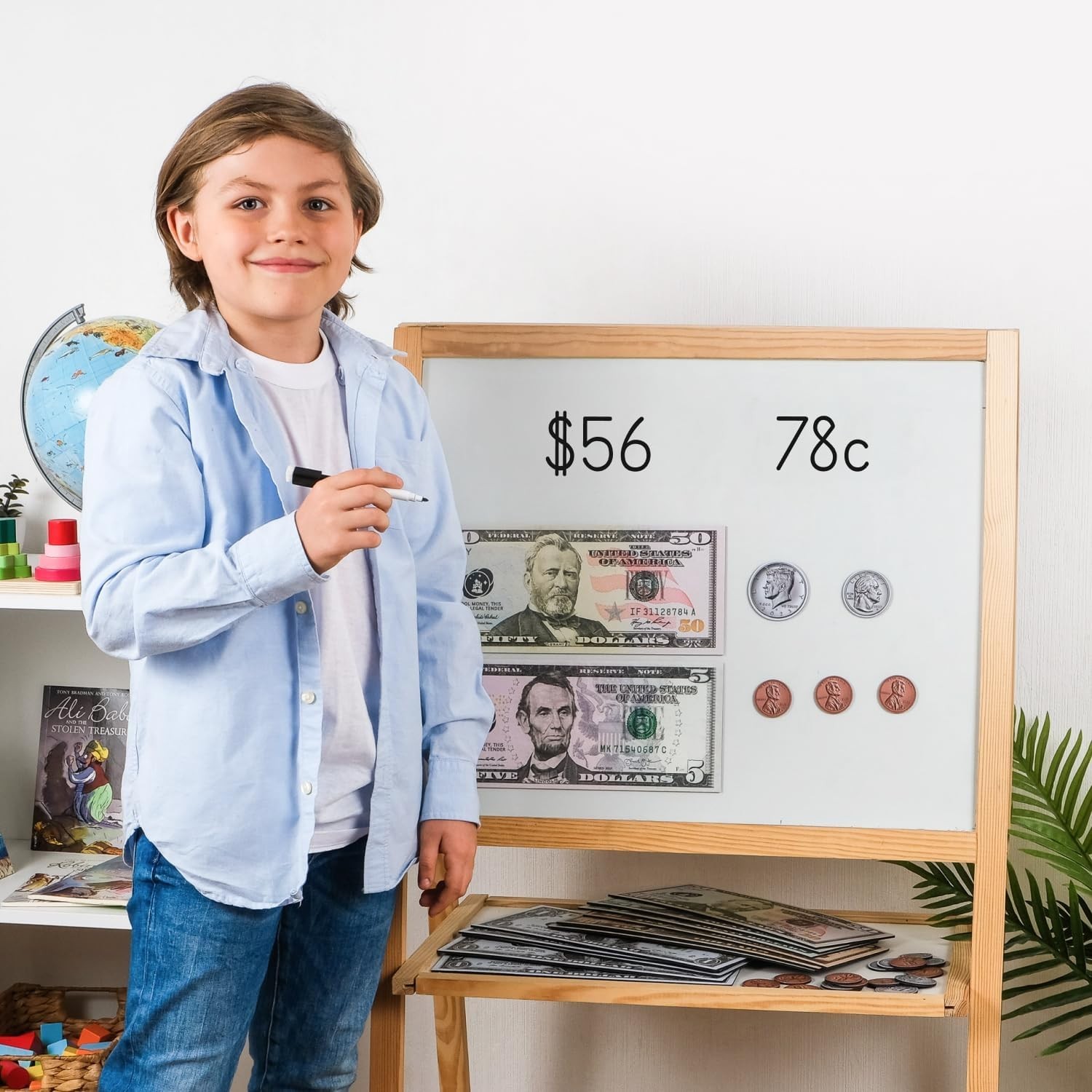 Jumbo Magnetic Play Money Set 57 PCS Educational Toy for Kids Classroom Learning