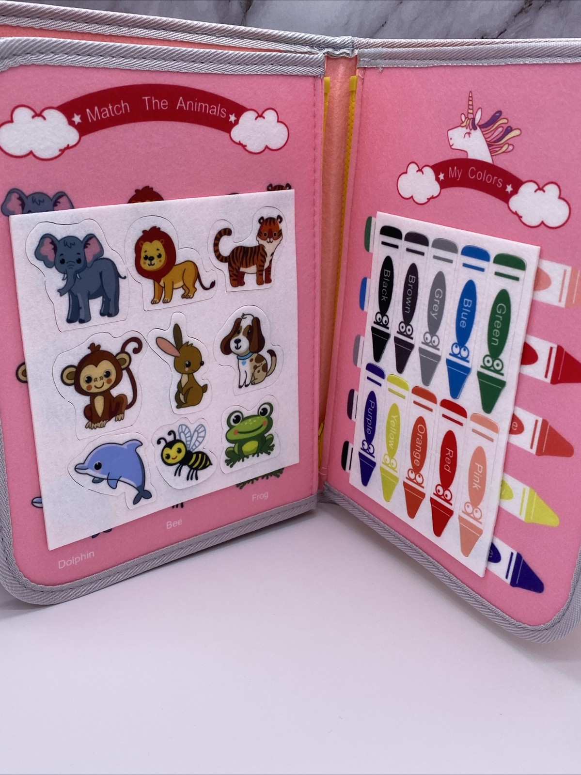 Childrens Busy Board Travel Activity Educational Learning Book Toy Pink Unicorn